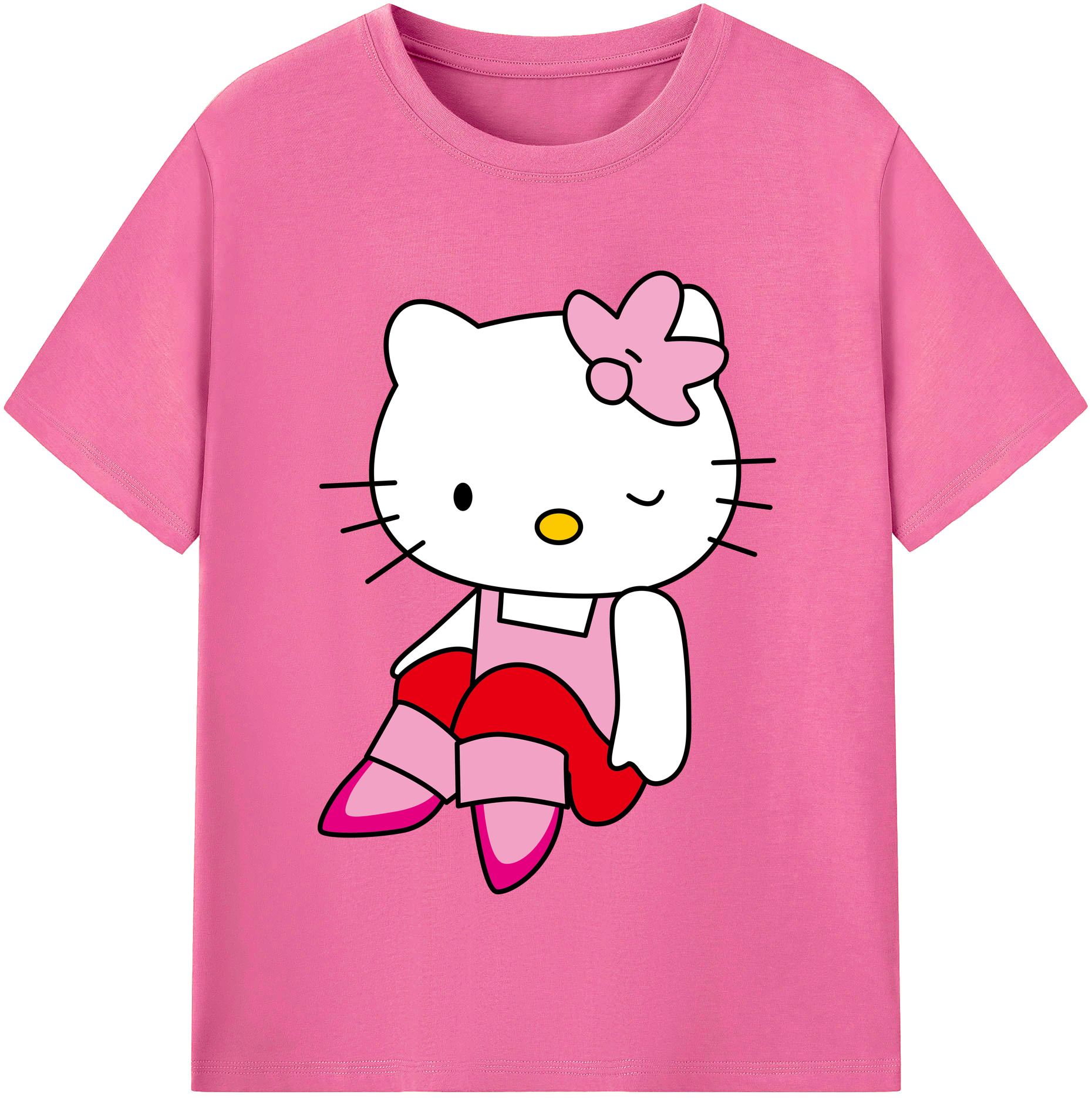 （画像用） Hello Kitty ハローキティ レディースカジュアルプリントTシャツ（綿100％）